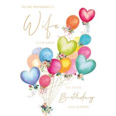 Wife Balloons Birthday Card