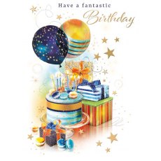 Birthday Cake, Presents & Balloons Card