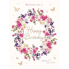 Circle Of Flowers Birthday Card