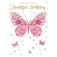 Floral Butterfly Beautiful Birthday Card