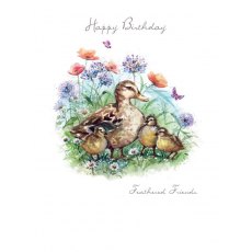 Patches Feathered Friends Happy Birthday Card