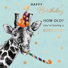 Manomals Having A Giraffee Birthday Card
