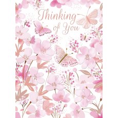 Flowers & Butterflies Thinking Of You Card