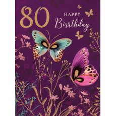 Butterflies 80th Birthday Card