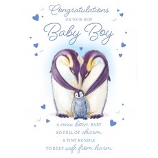 Penguins Baby Boy Card