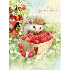 Hedgehogs & Strawberries Special Friend Card