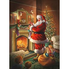 Christmas Card Santa By The Fire