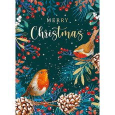 Christmas Card Merry Robins