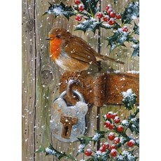 Christmas Card Robin On Gate Lock