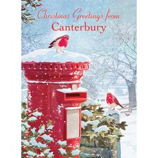 Christmas Card Robin On Postbox