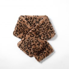 Butterfly Faux Fur Leopard Print Glove Beige