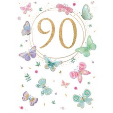 Butterflies 90th Birthday Card