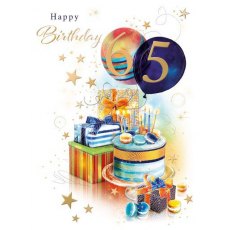 Cake, Presents & Balloons 65th Birthday Card