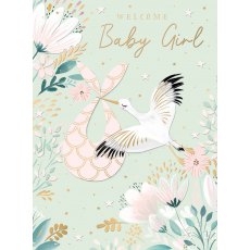 Stork Baby Girl Card