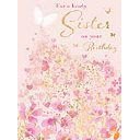 Floral Spray Butterfly Sister Birthday Card