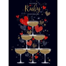 Drink Tower Ruby Anniversary Card