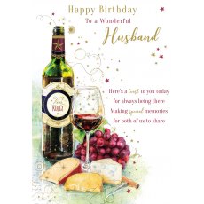 Cheese & Wine Husband Birthday Card