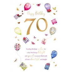 Balloons & Presents 70th Birthday Card