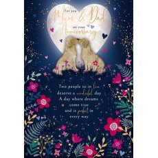 Dogs Kissing Mum & Dad Anniversary Card