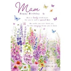 Flowers & Path Mam Birthday Card