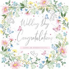 Floral Border Wedding Day Card