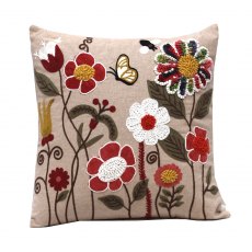 Jardinopia Embroidered Floral Cushion