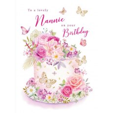 Floral Cake Nannie Birthday Card