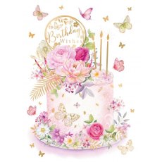 Floral Birthday Cake Card