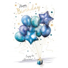 Blue Balloons Birthday Card