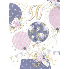 Spritz Balloons 50th Birthday Card