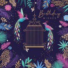 Beaux Chic Bird Cage Birthday Wishes Card