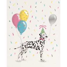 Dalmation & Balloons Birthday Card