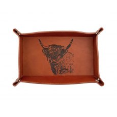 Just Slate Leather Trinket Tray Highland Cow