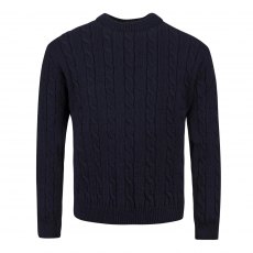 J M Cooper Cable Knit Sweater Marine Navy