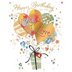 Heart Balloons & Presents Birthday Card