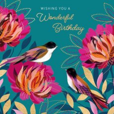 Beaux Chic Birds & Flowers Birthday Card