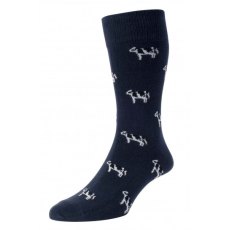 HJ Cotton Rich Cow Sock Navy 6-11