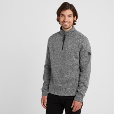 Tog24 Pearson Knitlook Zip Neck Fleece Dark Grey