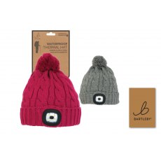 Bartleby Waterproof LED Light Sherpa Lined Bobble Hat Assorted