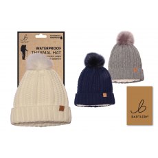 Bartleby Waterproof Sherpa Lined Rib Bobble Hat Assorted