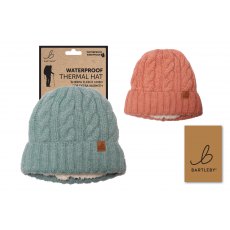 Bartleby Waterproof Sherpa Lined Chunky Cable Knit Hat Assorted