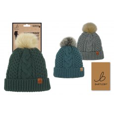 Bartleby Waterproof Sherpa Lined Chunky Rib Bobble Hat Assorted