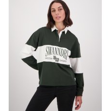 Swanndri Rutherford Long Sleeved Rugby Shirt Hunter Green/White