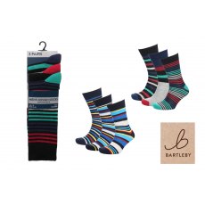 Bartleby Cotton Rich Striped Sock 3 Pack Assorted