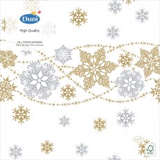 Duni Christmas Snow Glitter White Napkin 20 Pack