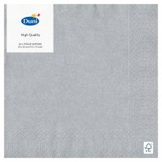 Duni Christmas Silver Plain Napkin 20 Pack