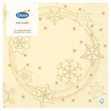 Duni Christmas Cream Star Shine Napkin 20 Pack