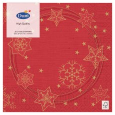 Duni Christmas Red Star Shine Napkin 20 Pack