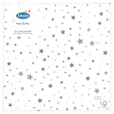 Duni Christmas Silver Stardust Napkin 20 Pack