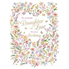 Butterflies & Flowers Daughter In Law Birthday Card